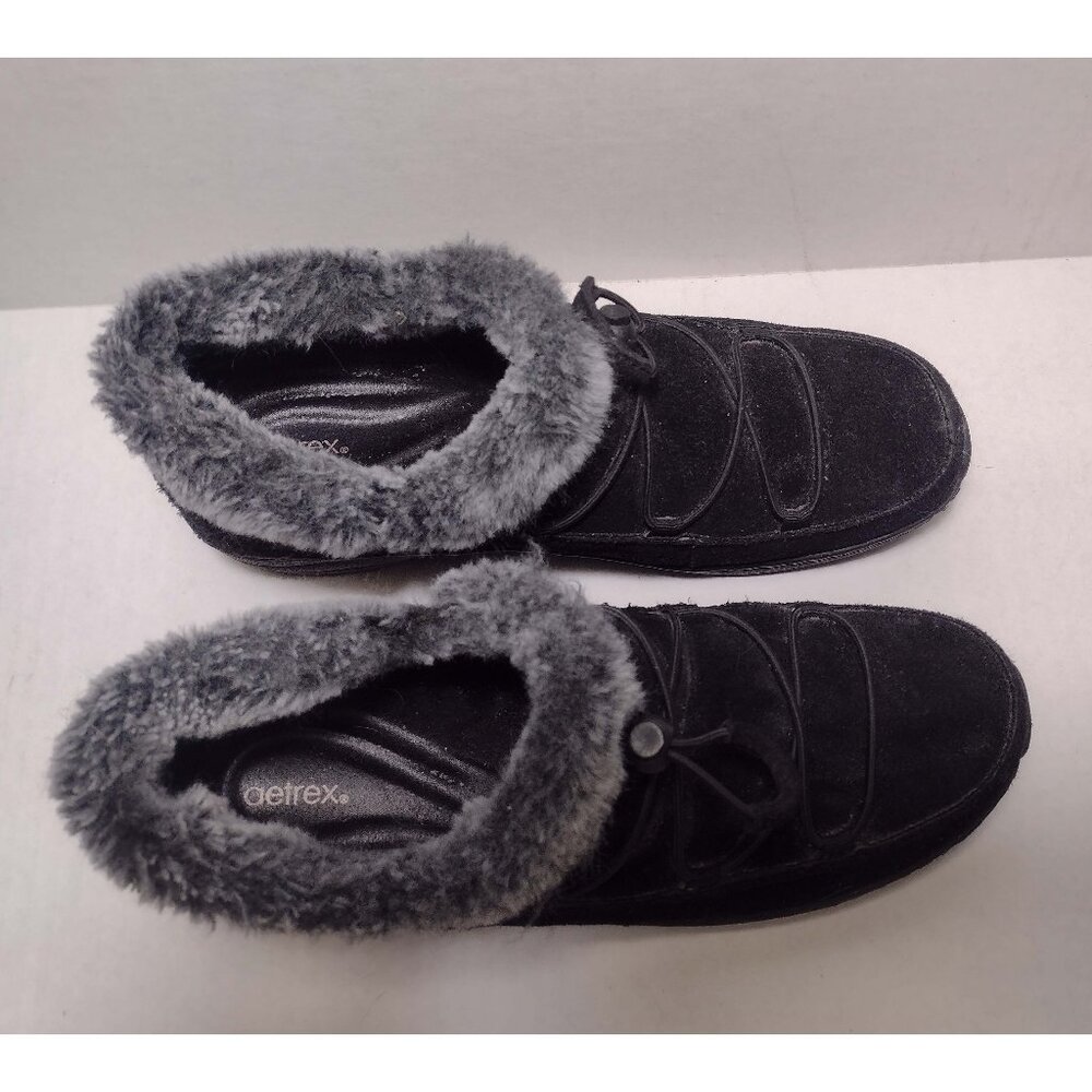 Aertrex Chrissy Arch Support Slip-On Size 9-9.5 Leather +Faux Fur Slip Resistant